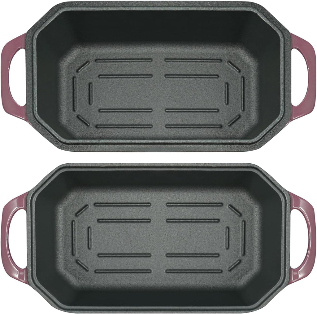 Bread Pan Cast Iron Loaf Pan with Lid Bread Loaf Pan 9x5 Inch Loaf Pan Enameled Cast Iron Sourdough Loaf Pan, Magenta