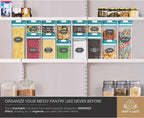 Airtight Food Storage Containers for Pantry Organization & Storage - 7 PC Pantry Organizer Plastic Containers for Food with Flip Lock Lids - Stackable Sugar Container & Food Storage Canisters (Teal)