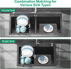 GSlife in Sink Dish Drying Rack - Stainless Steel Capacity Expandable Dish Drainer with Sink Protector, 10.8–17.9" L x 12.8" W, Silver