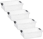 Superio Storage Bins with Lids- 4 Pack, 7.4 Qt Clear Boxes for Organizing, Stackable Plastic Containers- BPA Free, Non-Toxic, Odor Free, Organizer for Home, Office, Dorm