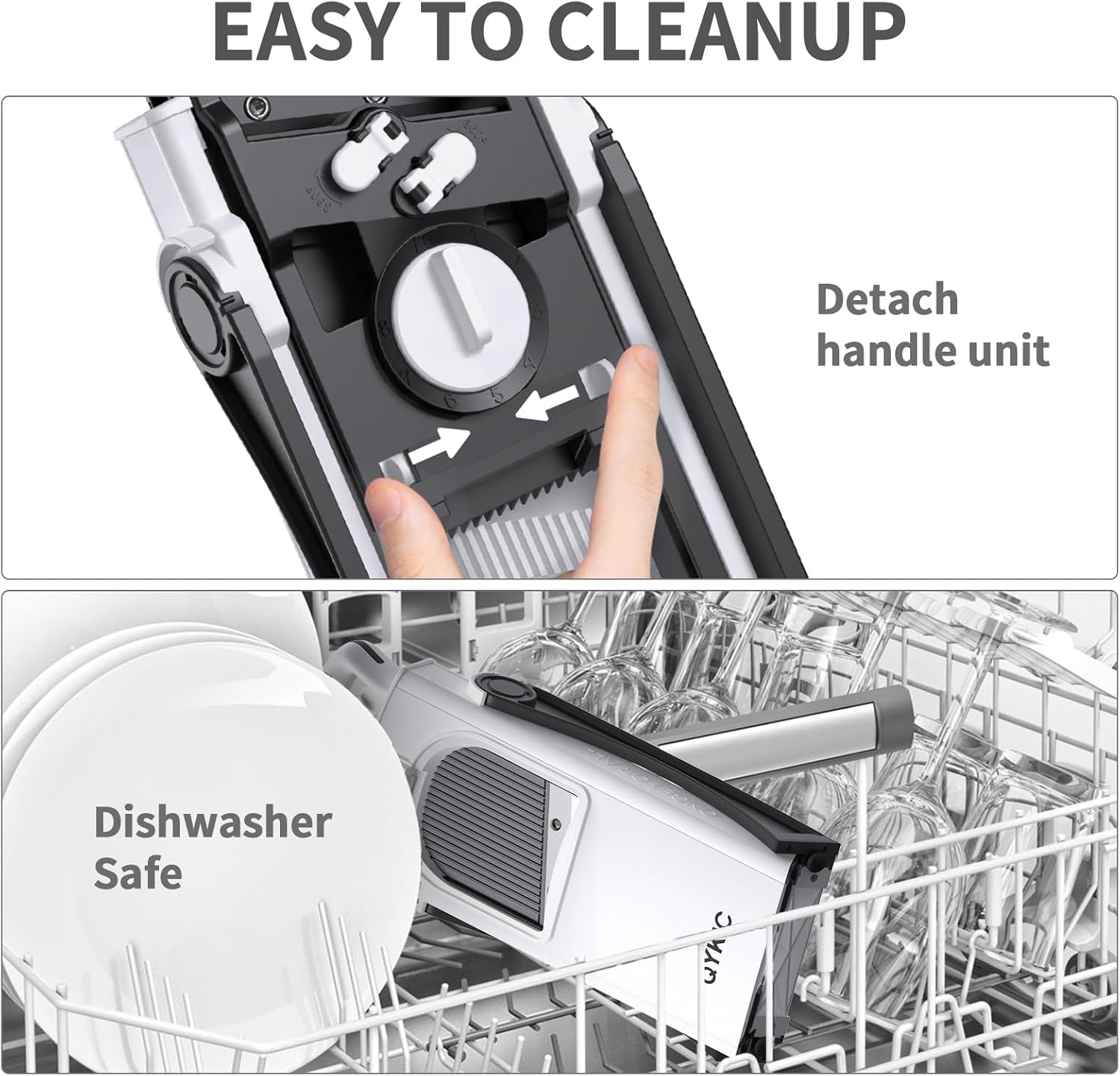 Upgrade Safe Mandoline Slicer for Kitchen, Vegetable Chopper Slicer, Potato Slicer Thickness Adjuster, French Fry Cutter, Veggie Onion Dicer Faster Kitchen Mandolin for Meal Prep (White)