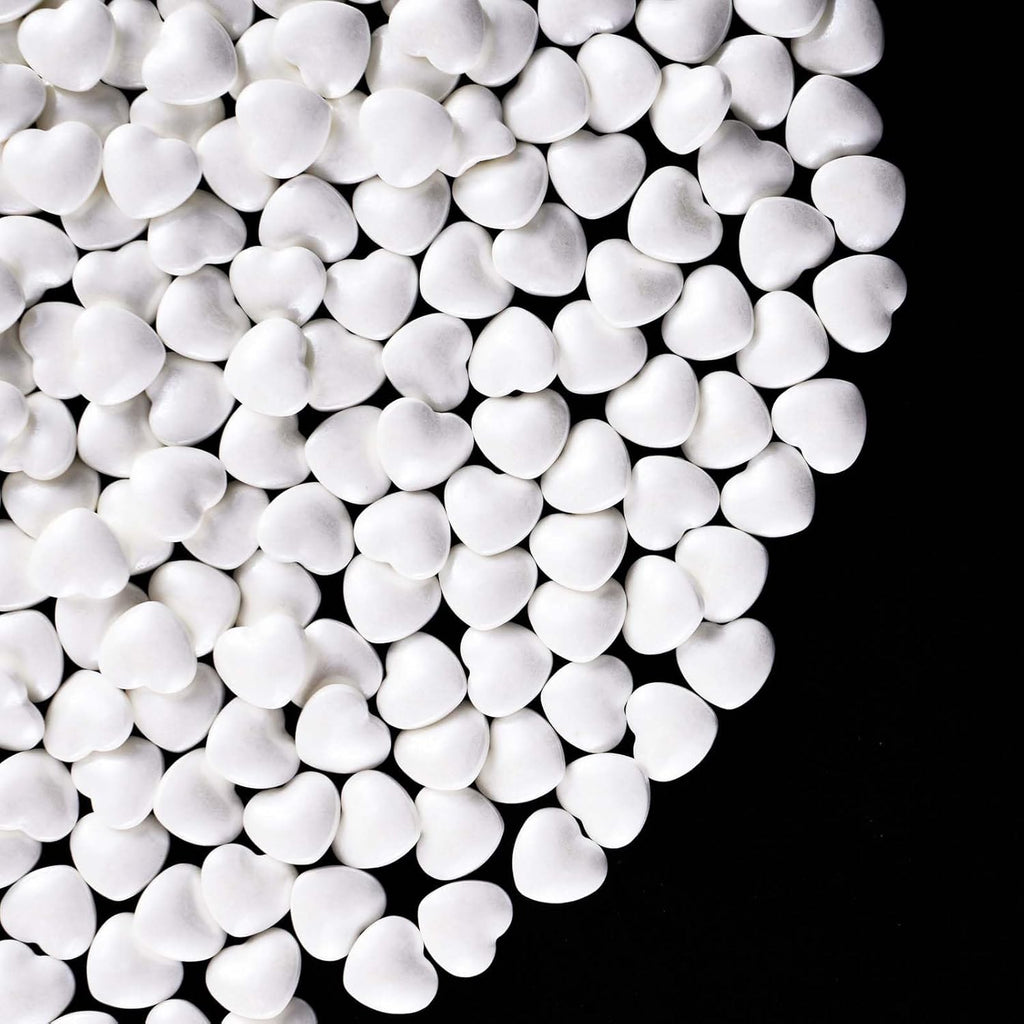 Kasvan White Heart Shapes Sprinkles - Edible Candy Pearls 130g/4.58 Oz, Mix Size, Baking Cake Decorations, Ice Cream Toppings and Cookie Decorating, Wedding Party Chirstmas Supplies (White)