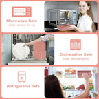 JBGOYON® Bento Lunch Box Set - 3 Stackable Containers for Adults and Kids，lunch box for women- Includes Lunch Bag, Leak-Proof and BPA-Free - Built-in Utensil Set - Dishwasher Safe (Pink)