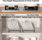 2 Pack Plate Holders Organizers 8 Slots Upright Cabinet Dish Drying Racks Metal Plate Stands (for 6In. 10In. Plates) Dish Organizers for Countertop and Cupboard(at Least 11.2in.Height) Black
