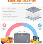 NOL Natural Organic Lifestyle Small Lunch Bag Mini Lunch Box Insulated Lunch Bag for Men/Women Leakproof Cooler Tote Bag Lightweight Nylon Waterproof Lunch Box For Work,Light gray