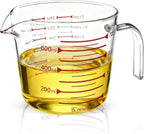 BCnmviku Glass Measuring Cups High Borosilicate [Insulated Handle | V-Shaped Spout]For Prepping Baking and Cooking Preheated Oven Dishwasher Freezer and Microwave Safe (700ml)