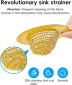 Gold Sink Strainer, Reversible Mesh Sink Strainer with 304 Stainless Steel, Revolutionary Anti-Rust Kitchen Sink Drain Strainer Food Catcher for Garbage Disposal Without Clogging