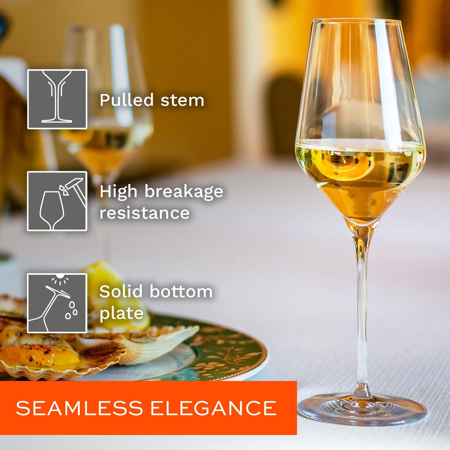 Stölzle Lausitz White Wine Glasses Set of 4 (QUATROPHIL). Dishwasher Safe, Crystal Luxury Wine Glasses (14.25 floz). Genuine Stölzle Wine Glass Set