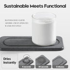 2Pack Diatomite Stone Coasters Water Absorbing Sink Tray for Kitchen & Bathroom Counter, Quick Dry Soap Dish Vanity Caddy, Dispenser Sponge Holder Space Organizer, Dark Gray - 8"x 3.8"