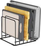 Kitchen Organizer Rack - 5-Slot Heavy-Duty Cutting Board and Bakeware Holder, Rust-Resistant with Anti-Slip Feet for Countertop or Cabinet Storage