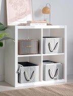 StorageWorks Storage Baskets for Shelves, Foldable Fabric Closet Storage Bins with Handles, Fabric Storage Bins Clothes Organizer, Gray Check, 3-Pack, Large