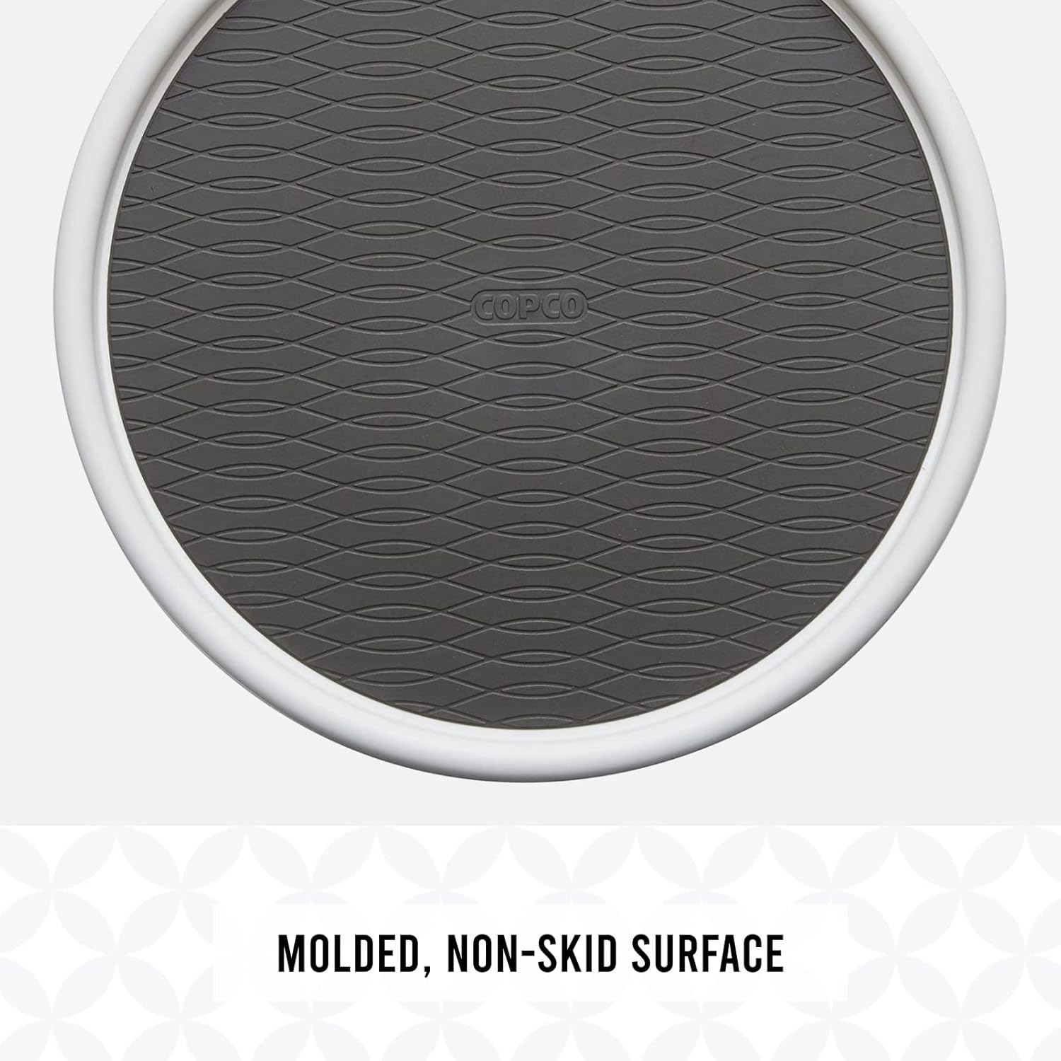 Copco Basics Non-Skid Pantry Cabinet Lazy Susan Turntable, 12-Inch, White/Gray, 1 Count (Pack of 1)