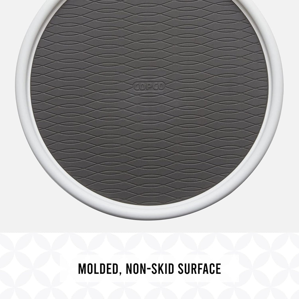 Copco Basics Non-Skid Pantry Cabinet Lazy Susan Turntable, 12-Inch, White/Gray (Pack of 2)