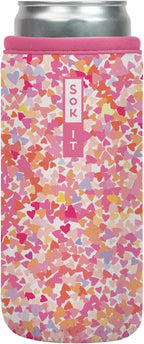 Sok It CanSok Sleeve for Beer & Soda Insulated Neoprene Cover (Floral Hearts, 12oz Slim Can Sleeve)