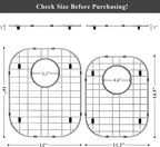 Orgneas Sink Protectors for Kitchen Sinks, Double Bowl Sink Bottom Grid 13"x16" and 11.2"x14.5", 304 Premium Stainless Steel Kitchen Sinks Grate Rack Grid, Centered Drain, 2 Pcs