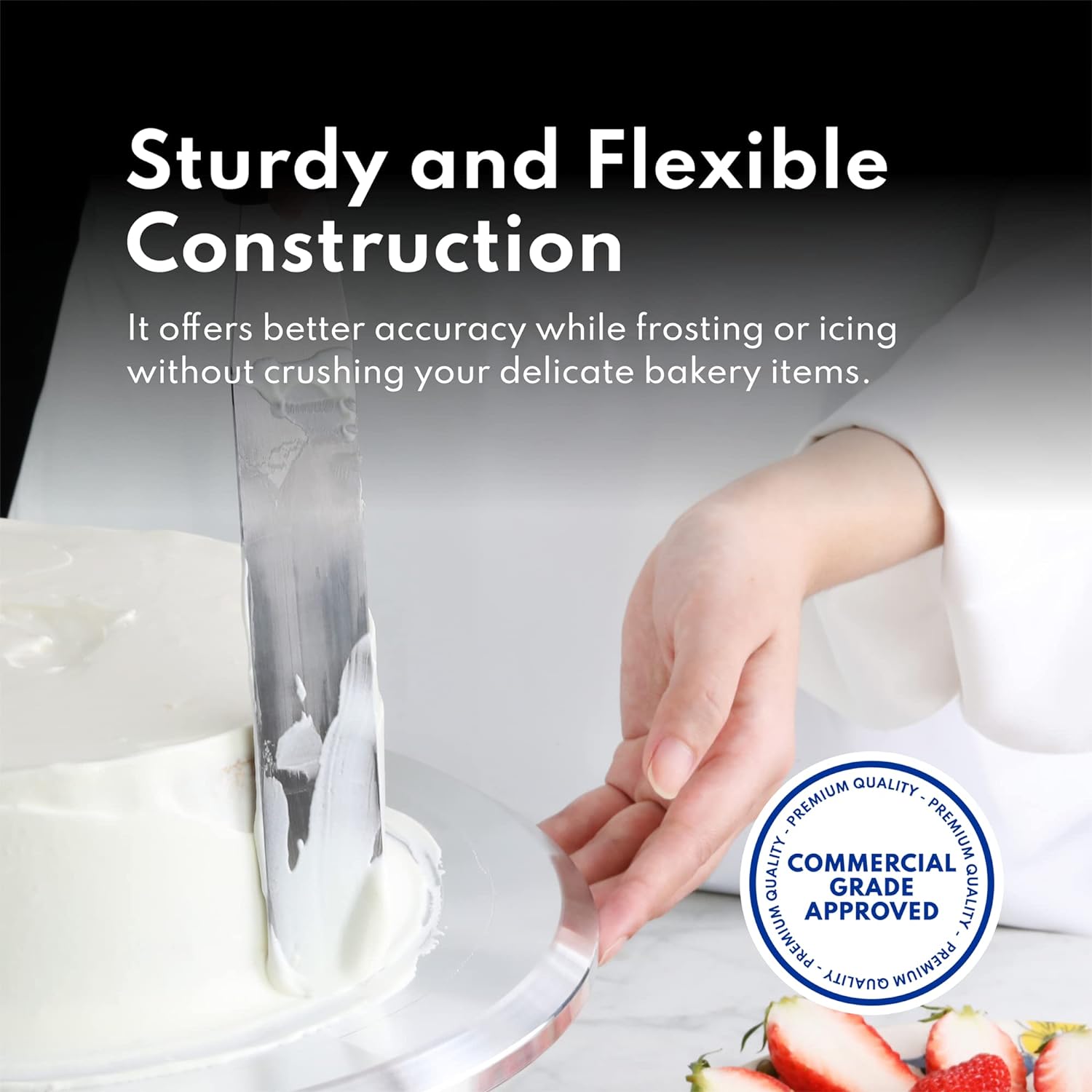 New Star Foodservice 38125 Straight Icing Spatula, 14-Inch Blade, 19-Inch Overall, Silver