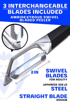 DALSTRONG Razor VX - I Straight Peeler - High Carbon Stainless Steel - Non Slip G10 Handle - Fine, Serrated & Julienne Blades Set - Premium Vegetable, Fruit, Potato Peeler for Kitchen