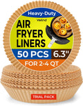 Air Fryer Liners for Najia, 50 PCS Air Fryer Paper Liners Disposable - 6.3 Inch Round Parchment Sheets for 2-4 qt Basket, Oil Proof Airfryer Paper Liner for Baking Cooking Food