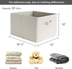 StorageWorks Storage Baskets for Shelves, Foldable Fabric Closet Storage Bins with Handles, Fabric Storage Bins Clothes Organizer, Beige Stripes, 3-Pack, Extra Large
