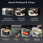1.2L Cordless Electric Lunch Box - 21000mAh Heated Lunch Box Battery Powered with Automatic Heating, 9-Timer & 5-Temp Setting, Leakproof 304 Stainless Steel Container, Perfect for Office/Truck/Outdoor