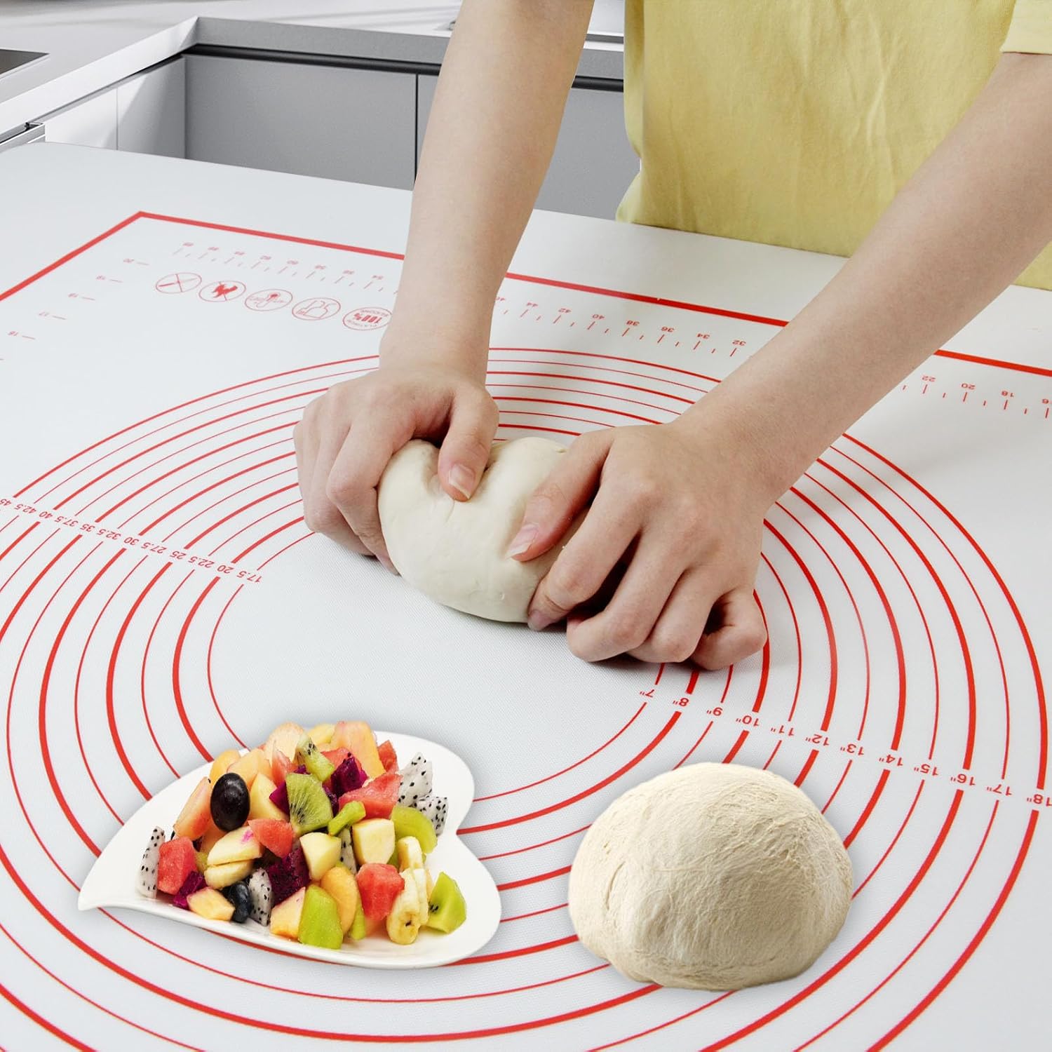 32x24" Extra Large Dough Mat Silicone Baking Mats for Rolling Pastry Kneading Sheet Sourdough Bread Baking Supplies Red