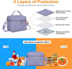 NOL Natural Organic Lifestyle Insulated Lunch Bags for Women Cooler Bag Lightweight Nylon Waterproof Lunch Box For Work (Small, Light purple)