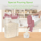 Rice Storage Container, Cereal Containers Storage, Dry Food Airtight Dispenser BPA Free, Clear Plastic Kitchen and Pantry Organization Bin (1, Rose pink, 5.28Qt)