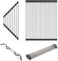 Dowell Over The Sink Roll-Up Dish Drying Rack, Foldable Tube Design, Space Saving Sink Organizer, Sturdy, Easy to Clean, Stylish Look - Triangle+Rectangular - Stainless Steel