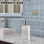 Hand Liquid&Lotion Soap Dispenser Pump Bottle Natural Marble for Kitchen Bathroom Countertop Laundry Room Holds Dish Soap Shampoo Laundry Liquid Shower Gel (Sir White)