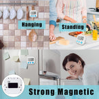 12 Pack Digital Kitchen Timers for Cooking Magnetic Timer for Cooking Loud Alarm White