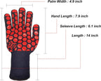 J H Heat Resistant Oven Glove:EN407 Certified 932 °F, 2 Layers Silicone Coating, Oven Mitts for Cooking, Kitchen, Fireplace,Camping, Grilling