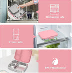 Stainless Steel Bento Lunch Box for Kids | 3-Compartment Lunch Box Container Kids | 100% Leakproof, Dishwasher-Safe, Eco-Friendly, Perfect Portion Control for Kids&Adult Healthy Meals (Pink)
