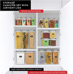 DWËLLZA KITCHEN Airtight Food Storage Container Set - 6 Pieces 2.0L - Plastic BPA Free Kitchen Pantry Storage Containers - Dishwasher Safe - Include 8 Labels and Marker - Keeps Food Fresh & Dry