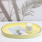 Spsyrine Yellow Plastic Serving Tray for Ottoman, Coffee Table, Oval Decorative Tray for Entertaining, Outdoor, Living Room, Home Decor