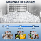 Under Counter Ice Maker Machine Commercial - 120LBS/24H with 30lbs Ice Storage Bucket & Reversible Door, Built-in Freestanding Ice Machine, Automatic Cleaning/24 Hours Timer, For Home & Commercial Use