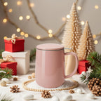 Sweese 20 OZ Porcelain Tea Mug with Infuser and Lid, Loose Leaf Tea Cup, Gifts for Tea Lover - Pink