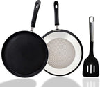 Aluminum Nonstick Crepe Pan, 12” Non Stick Skillet Pan for Egg Omelet Tortilla Tawa Dosa, Flat Frying Pan, Induction Compatible PFOA & PTFEs Free, Suitable for Gas Stovetop and Induction Base Cookware
