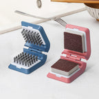 Knife Cleaner, 2 Pack Cutlery Cleaner, Blade Cleaner with 2 Pcs Replacement Sponge Brush Head,Microfiber Cleaning Cloth, for Kitchen Chopsticks Fork Spoon Knives Washing(Blue,Pink)