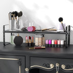 Expandable Cabinet Shelf Organizer Adjustable Metal Spice Rack Stackable Freestanding Counter Storage Shelves for Kitchen Cabinet Under Sink Office Desk (Black - 2Pack - L16.5-27'' * W8'' * H9.6'')