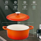 3QT Dutch Oven Pot with Lid, Leonyo 3 Quart Enameled Cast Iron Dutch Oven for Sourdough Bread Baking, Heavy Duty Cookware for Braising, Stews, Roasting, Orange