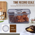 2Pcs Bread Box Bread Boxes for Kitchen Counter Airtight, Double Time Recording Bread Storage Container with Lid, 2 Bread Keeper for Homemade Bread, Toast, Bagel, Donut and Cookies, Grey