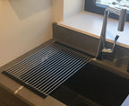 Ahyuan Roll up Dish Drying Rack Over The Sink Kitchen Roll up Sink Drying Rack Portable Dish Drainer Foldable Dish Drying Rack (Black, 20.5''X14'')