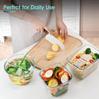 NUTRIUPS 2.0L Large Glass Food Storage Containers,6.8×5in Deep Square Meal Prep Containers, Glass Microwave Bowls with Lids