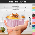 EUSOAR Baking Cups with Lids, Pink 60Packs 5oz Disposable Aluminum Foil Mini Muffin Liners, Dessert Cheesecake Pan Creme Brulee Cupcake Ramekins Containers for Catering Gathering Club Wedding Party