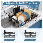 Over the Sink Dish Drying Rack,In Sink Dish Drying Racks,Expandable Dish Rack Over Sink Counter,Adjustable Dish Drainer for Inside Sink with Utensil Holder, Stainless Steel Dish Strainer XLarge Size