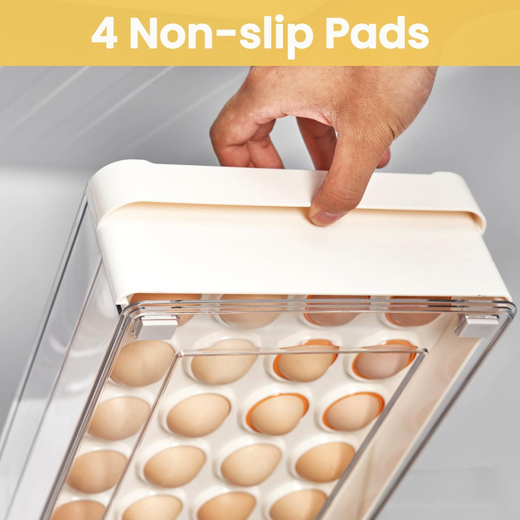 vacane Egg Storage Container for Refrigerator BPA Free Refrigerator Organizer Bins,Stackable Egg Holder for Refrigerator,24 Egg Tray,Clear Egg Drawer