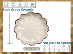 Ceramic Spoon Rest for Stove Top, Flower Cute Spoon Rest for Kitchen Counter, Cooking Spoon Holder for Kitchen Counter, Utensil Rest Spatula Rest Ladle Holder Tong Rest, 1 PC (Ice Cracks, Cream White)