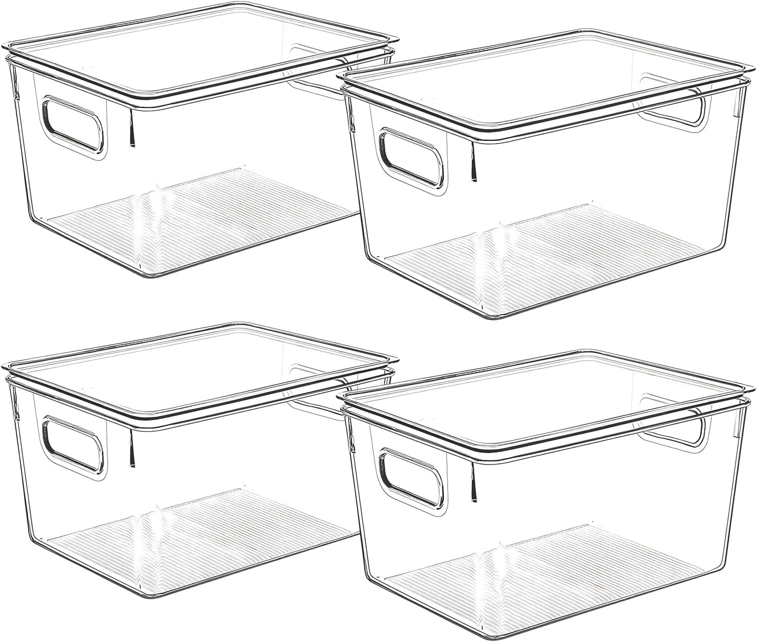 Clear Plastic Storage Bins with Lids, Perfect for Kitchen Organization or Pantry Organization and Storage, Stackable Fridge Organizer Bins, Storage Containers for Organizing, Cabinet Organizers