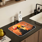 Halloween Witch Bat Castle Pumpkin Dish Drying Mat for Kitchen Counter Absorbent Microfiber Large Drying Pad Dish mats for Kitchen Countertops 18 x 24 Inch