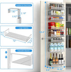Over the Door Pantry Organizer, 8-Tier Over the Door Organizer with Adjustable Basket, Pantry Door Organization for Pantry Kitchen Storage Room Spice Rack, White